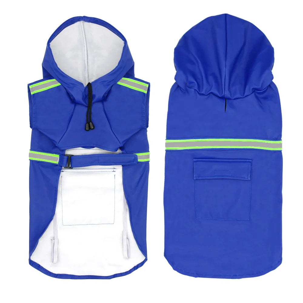 Big Dog Raincoat Cape-Style Reflective Stripe Pet Raincoat Windproof Rain-Proof Dog Hooded Raincoat